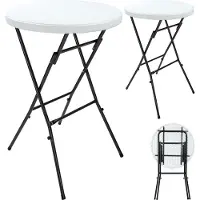 Casaria Stehtisch klappbar 2er-Set Kunststoff Ø72cm Weiß