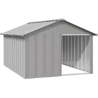 vidaXL Hundehütte Grau 116,5x153x81,5 cm Verzinkter Stahl