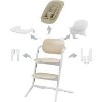 Cybex Lemo 4-in-1 Hochstuhl inkl. Babywippe, Babyset und Tablett, Sand White