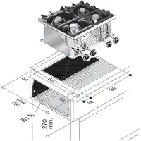 CombiSteel Gasherd mit 4 Brennern, 14 kW Leistung, 600 mm Breite, 600 mm Tiefe, 270 mm Höhe