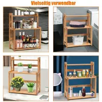 Costway 3-stufiges Gewürzregal mit Einer höhenverstellbarer Ablage, Küchen Eckregal aus Bambus, Küchenregal, Küchengestell, Schreibtischregal ideal für Küche, Badezimmer oder Arbeitszimmer