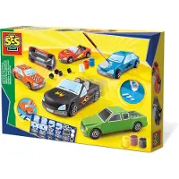 SES Creative Gießen und Anmalen - Autos, Guss-/Mal-Set für Kinder, 5 Jahr(e), Mehrfarbig