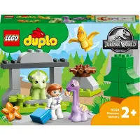 LEGO 10938 DUPLO Jurassic World Dinosaurier Kindergarten mit Baby Dino Figuren und Triceratops, Spielzeug und Steine für Kleinkinder ab 2 Jahre, Mädchen und Jungen