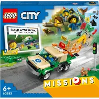 LEGO 60353 City Tierrettungsmissionen, interaktives digitales Abenteurspielset mit Pickup, 3 Minifiguren und Tierfiguren, Spielzeug ab 6 Jahre