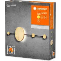 Ledvance DECOR Perchero Garderobenhaken 800mm, schwarz-holzfarben, kombinierte Nutzung von Garderobenhaken und Leuchte, eingebautes LED-Modul mit warmweißer Lichtfarbe (3000K), Schutzklasse IP20