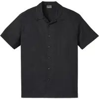 Bonprix Kurzarmhemd , Herren, Gr. 43/44 (XL), N-Gr, schwarz, Obermaterial: 55% Leinen, 45% Baumwolle, loose fit, Hemden Kurzarmhemd, Lockerer Loose Fit, Reverskragen, aus Leinen-Mix, Kurzarm-Design
