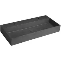 Hak QUADRADO Betonwaschbecken mit Auslauf, 96x44 cm, 2 Löcher, schwarzer Granit