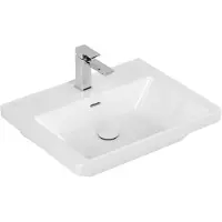 Villeroy & Boch Subway 3.0 Waschbecken, 1 Hahnloch, mit Überlauf, für 3-Loch Armatur geeignet, Unterseite geschliffen, 600x470mm, 4A706G01, Farbe: weiß-alpin