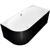 Polysan ASTRA R MONOLITH asymmetrische Badewanne 160x75x60cm, weiß/schwarz