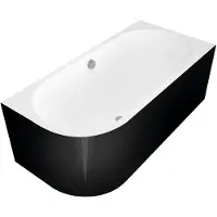 Polysan VIVA R MONOLITH asymmetrische Badewanne 180x75x60cm, rechts, weiß/schwarz