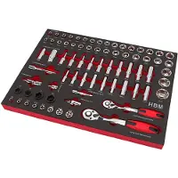 HBM Professional 74-teiliger 3/8inch, 1/2inch Steckschlüsselsatz mit Schaumstoffeinlage