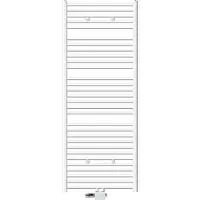 LuxeBath Badheizkörper Mittelanschluss 750 x 1800 mm Weiß gebogen mit Thermostat und Anschlussgarnitur Universal Eck- & Durchgangsform, ohne Heizstab