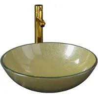 vidaXL Badezimmer Waschbecken mit Wasserhahn und Ablaufgarnitur Gold