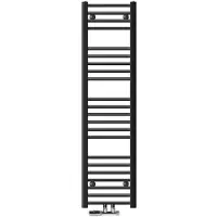 LuxeBath Badheizkörper Mittelanschluss 300 x 1400 mm Anthrazit gerade mit Thermostat und Anschlussgarnitur Eck Wand - Heizkörper, ohne Heizstab