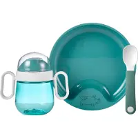 Mepal Kindergeschirr-Set "Babygeschirr Mio 3er Set", blau (deep turquoise), Kunststoff, Geschirr-Sets, Kindergeschirr-Set