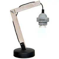 Decorationable | Tischlampe Rossa grau Holz 16x13x38.5 cm | NADUVI
