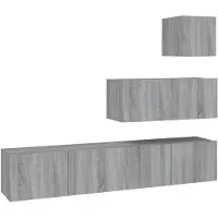 vidaXL 4-tlg. TV-Schrank-Set Grau Sonoma Holzwerkstoff