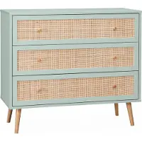 Sweeek - Kommode mit Holzeffekt und Rattan-Geflecht 3 Schubladen - Natur
