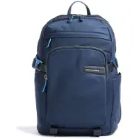 Piquadro PQ-RY Laptoprucksack für 15,6" aus Stoff und Leder Nachtblau