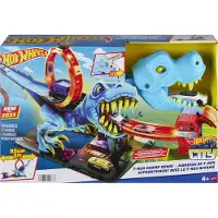 Hot Wheels City T-Rex Looping-Bahn, Dinosaurier-Angriff inkl. Auto 1:64