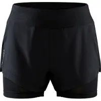 Craft Damen Trainingshose Running Pants kurze Laufhose Essence ADV 2-in1-Shorts, Farbe:Schwarz, Artikel:-999000 black, Größe:L