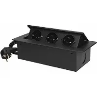 ORNO Tisch-Einbausteckdose, 3fach, schwarz, 2500W, 1,5m Anschlusskabel