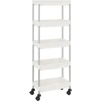 vidaXL Küchenwagen 5 Etagen Weiß 42x29x128 cm Eisen und ABS