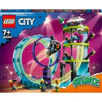 LEGO 60361 City Stuntz Ultimative Stuntfahrer-Challenge, 3in1 Stunts für 1 oder 2 Spieler Action, mit 2 schwungradbetriebenen Spielzeug-Motorrädern für Kinder, 2023 Set