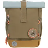 Lassig Kinderrucksack LÄSSIG "Nature, Mini Rolltop Backpack, Olive", Jungen, Gr. B/H/T: 23cm x 33cm x 11cm, grün (olive), Polyester, Rucksäcke Kinderrucksack, aus recycelten PET-Flaschen