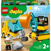 LEGO DUPLO Bagger und Laster Spielzeug mit Baufahrzeug für Kleinkinder ab 2 Jahren zur Förderung der Feinmotorik, Kinderspielzeug für Jungen und Mädchen 10931