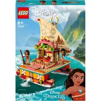LEGO 43210 Disney Princess Vaianas Katamaran Spielzeug Boot mit Vaiana und Sina Prinzessinnen Mini-Puppen & Delfin-Figur für Mädchen und Jungen