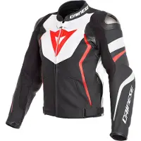 Dainese AVRO 4 Lederjacke schwarz-weiss-fluo rot 52