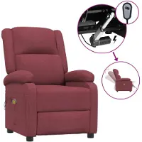 vidaXL Massagesessel Elektrisch Weinrot Stoff