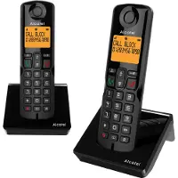 Alcatel S280 DUO BLK, DECT-Telefon, Kabelloses Mobilteil, Freisprecheinrichtung, 50 Eintragungen, Anrufer-Identifikation, Schwarz