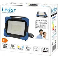 Ledino Ledar LED-Arbeitstrahler 75W Flutlicht 6400m, 6500K, IP65, schwarz tageslichtweiss