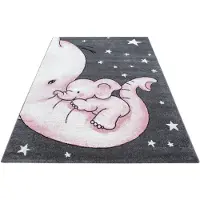 Ayyildiz Teppiche Kinderteppich TEPPICHE "Kids 560, auch in rund erhältlich" Gr. 4, pink (pink, grau), B:160cm H:12mm L:230cm, Kunstfaser, Teppiche, Kinderteppich, auch in rund, Elefanten Baby Sterne, Kurzflor