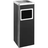 vidaXL Mülleimer mit Aschenbecher 36 L Stahl Schwarz