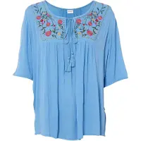 Bonprix Tunika Casual Stil, A-Linie Passform, Kurzarm-Design, mit Stickerei