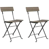 vidaXL Klappstühle, 2 Stück, graues Polyrattan und Stahl