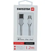 Swissten - Textilkabel USB-C - Lightning (1,2m-Silber)