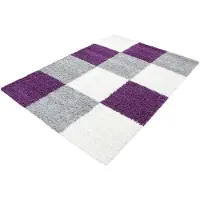 Ayyildiz Teppiche Hochflor-Teppich TEPPICHE "Life Shaggy 1501" Gr. 3, lila, B:120cm H:30mm L:170cm, Kunstfaser, Teppiche, Hochflor-Teppich, Langflor, robust, Karo, Wohnzimmer