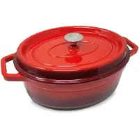 Klarstein ToCi Bräter mit Deckel backofengeeignet | Gusseisen Topf eimailliert 33cm | Schmortopf 5.5 Liter Fassungsvermögen | Bräter Induktion geeignet | Kasserolle für Brot backen | Bratentopf in Farbe: rot