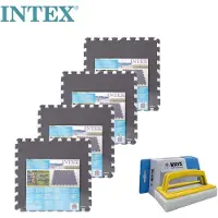 Intex - Sparpack - Poolfliesen Grijs - 4 Packungen mit 8 Fliesen - 8m² & WAYS Scheuerbürste
