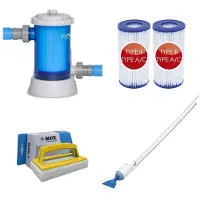Bestway - Poolsauger AquaCrawl & Filterpumpe 5678 L/u & 2 Filter Typ III & WAYS Scheuerbürste