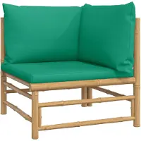vidaXL Garten-Ecksofa mit Grünen Kissen Bambus