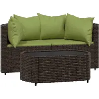 vidaXL 3-tlg. Garten-Lounge-Set mit Kissen Braun Poly Rattan