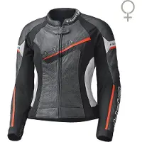 Held Debbie II perforierte Damen Motorrad Lederjacke, schwarz/weiß/rot, 46