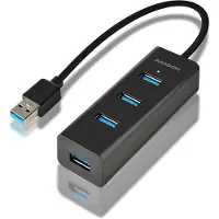Axagon HUE-S2B 4x USB 3.0 CHARGING hub, Netzanschluss microUSB, USB 3.2 Gen 1 (3.1 Gen 1) Type-A, USB 3.2 Gen 1 (3.1 Gen 1) Type-A, 5000 Mbit/s, Schwarz, Kunststoff, 0,3 m