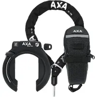 Axa Ringschloss Block XXL mit ULC100 Einsteckkette und Satteltasche - Schwarz