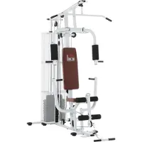HOMCOM Gym Kraftstation Fitnessstation Multigym inkl. 45kg Gewichten Metall Weiß